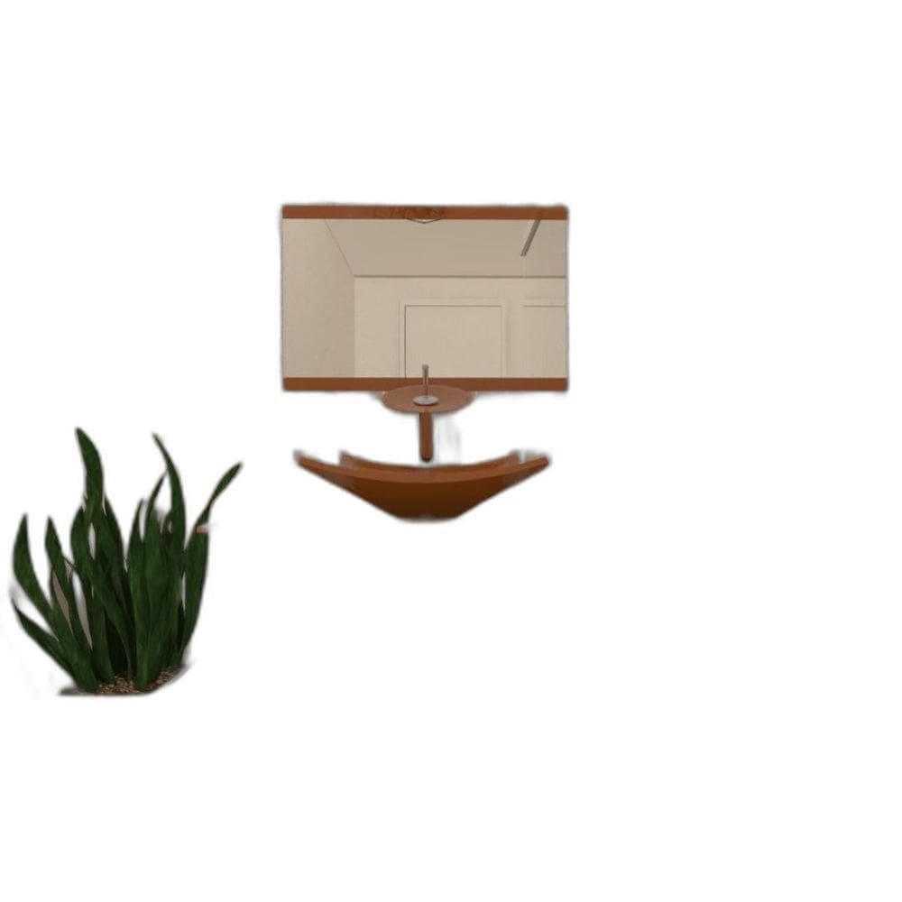 Gabinete De Vidro 60Cm Ac Com Cuba Quadrada - Dourado Real