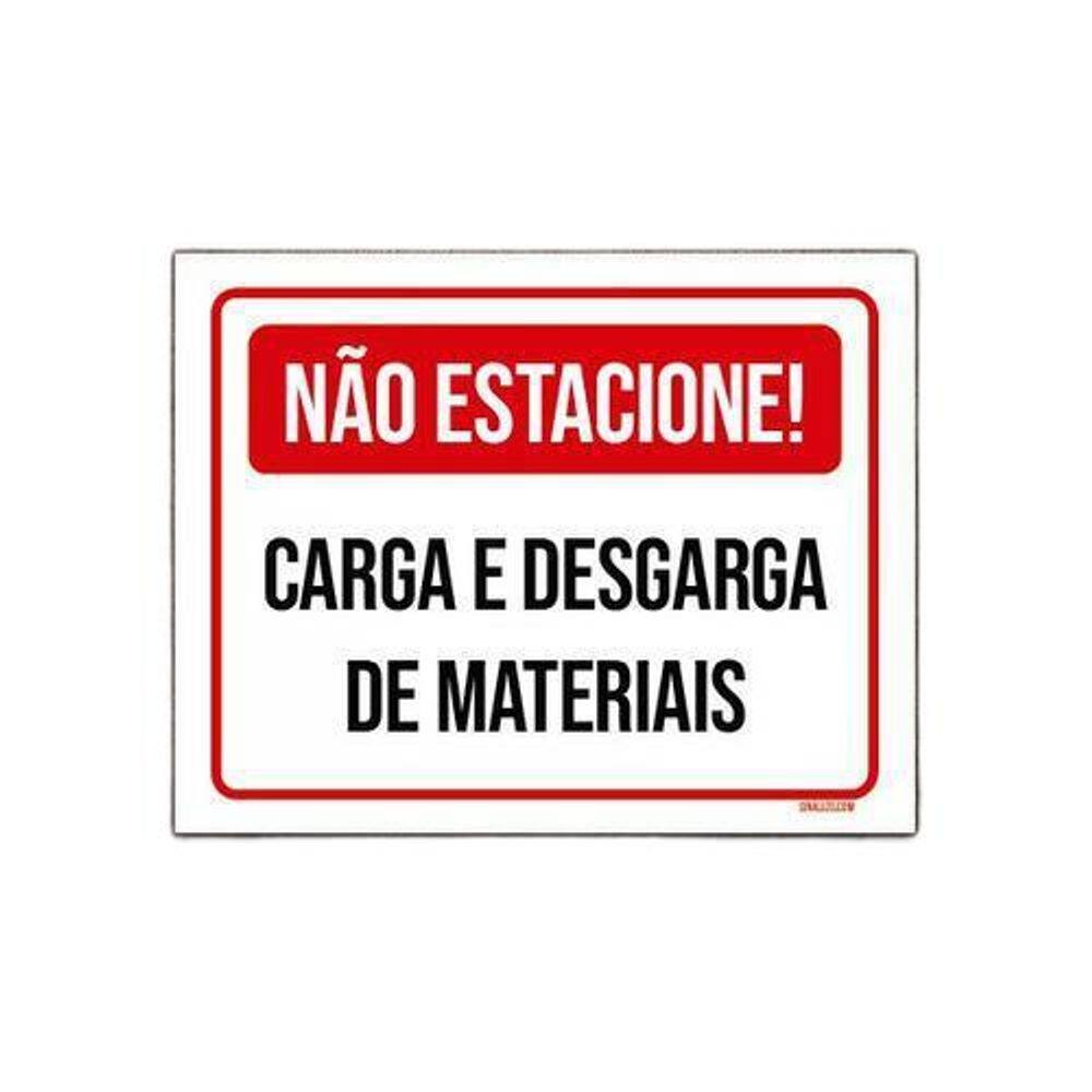 Placa Não Estacione Carga Descarga De Materiais 27X35