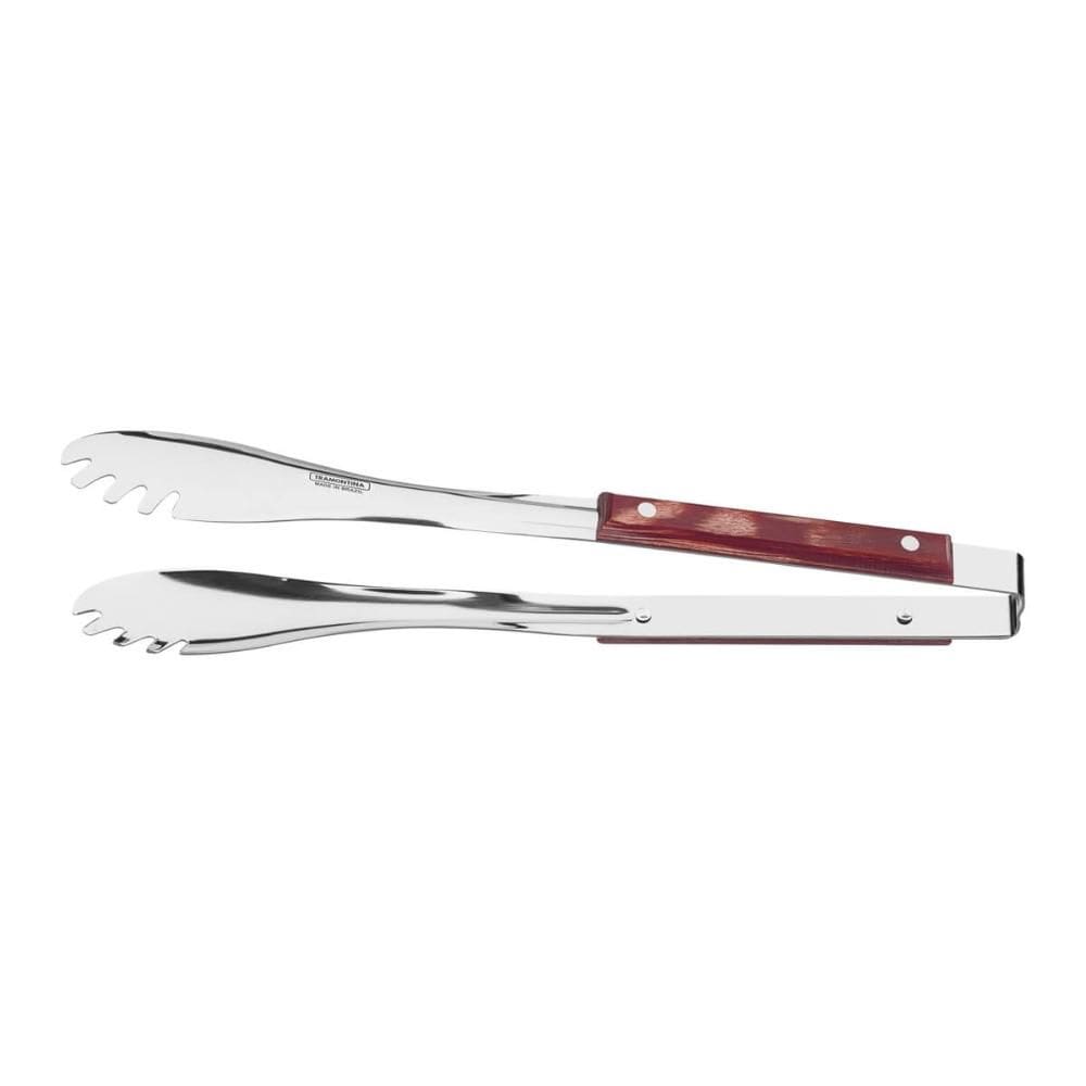 Pegador Carne Inox Polywood Churrasco Cabo Vermelho Castanho Tramontina