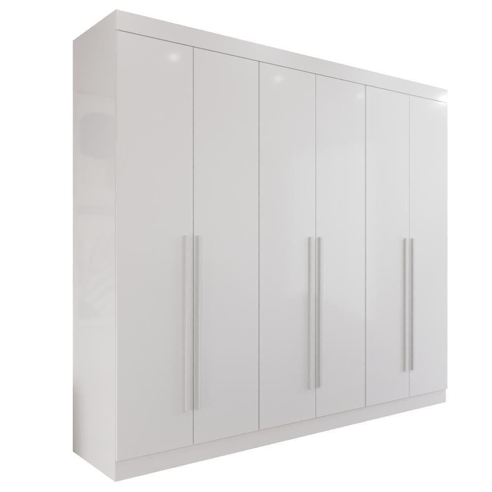 Guarda-roupa Casal 100% Mdf 6 Portas 4 Gavetas Grécia Neve