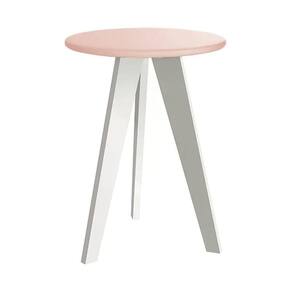 Mesa De Canto Prince Rosa Fosco Com Pés Branco Reller Móveis