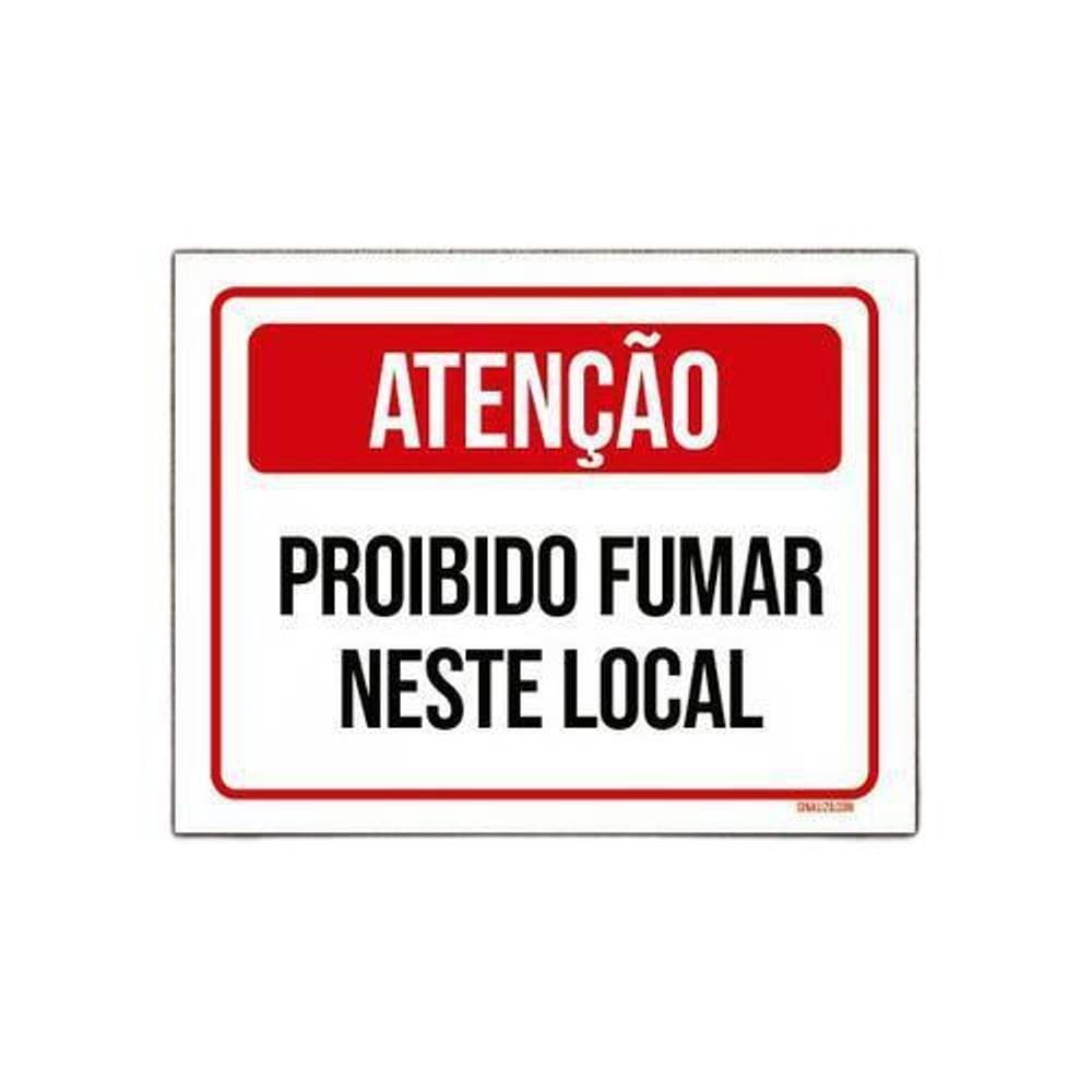 Placa Sinalização - Atenção Proibido Fumar Neste Local 27X35