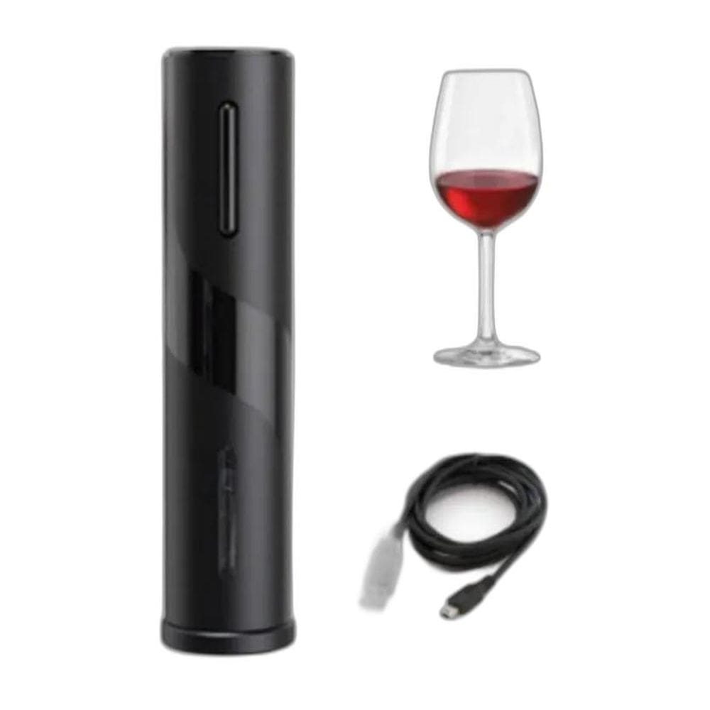 Abridor De Vinhos Saca Rolha Recarregável Usb Gourmet Preto