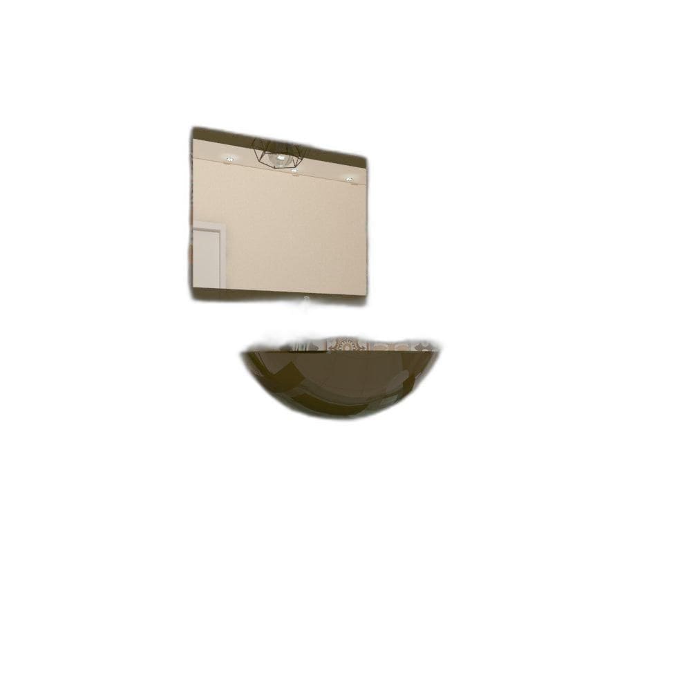Gabinete De Vidro 45Cm Ac Com Cuba Redonda Ouro Envelhecido