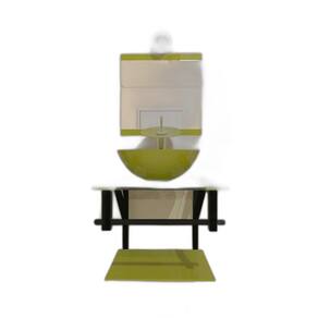 Gabinete De Vidro 40Cm Ap Com Cuba Redonda - Verde Oliva