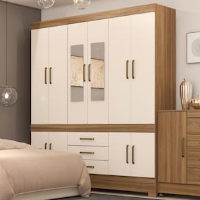 Guarda Roupa Casal 10 Portas Com Espelho e 3 Gavetas New Murano