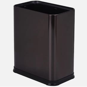 Lixeira Escritorio Sem Tampa Inox Preta 10 Litros Cesto Lixo Aberto Black Aro Banheiro Cozinha Luxo