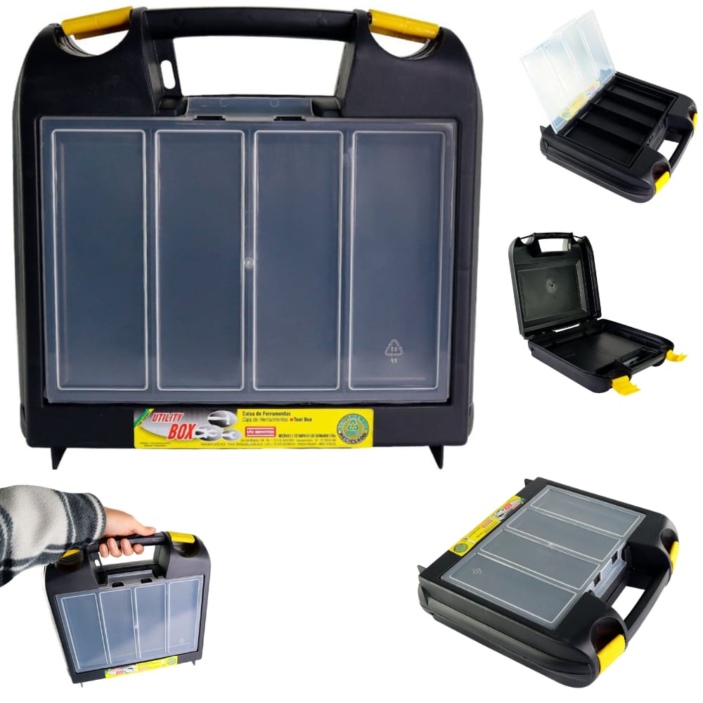 Caixa para Parafusadeira Blocas com Compartimentos na Tampa Organizador