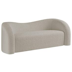 Sofá Curvo 3 Lugares Orgânico Sala Recepção Coréia 200cm Linho Bege