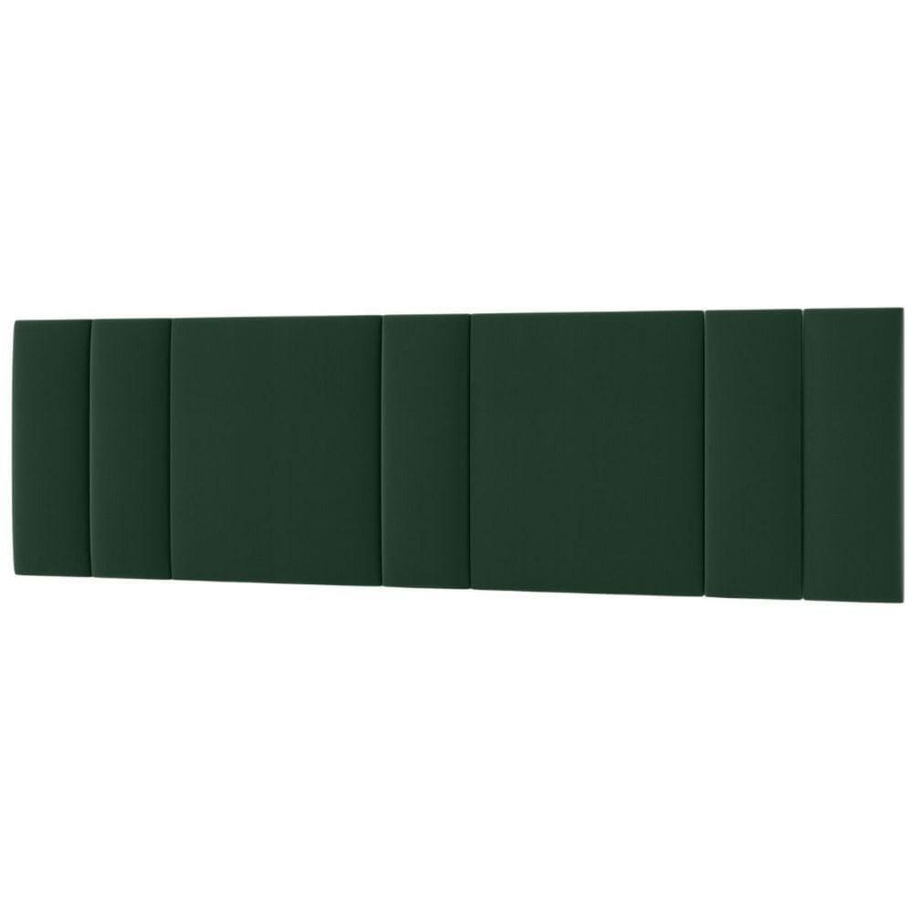Cabeceira Estofada Iluminação Led Cama Casal King Size 200cm veludo Verde