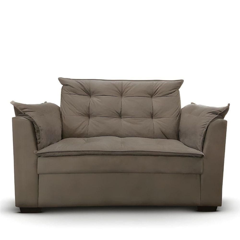 Sofá 2 Lugares Para Sala Moderno Confortável Andreia Suede bege Escuro
