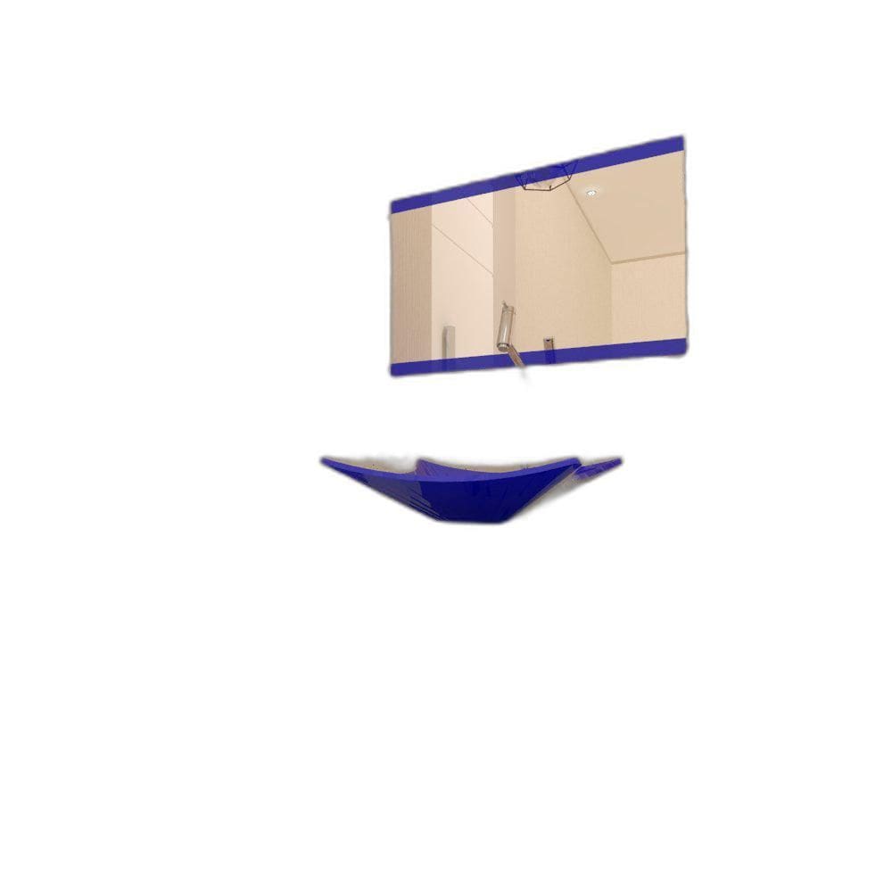 Gabinete Vidro 60Cm Cuba Retangular Azul Escuro + Torneira