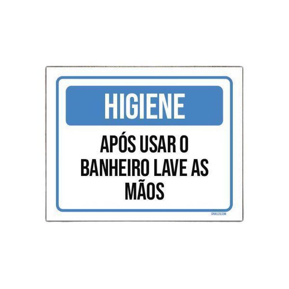 Placa Higiene Após Usar Banheiro Lave As Mãos 36X46