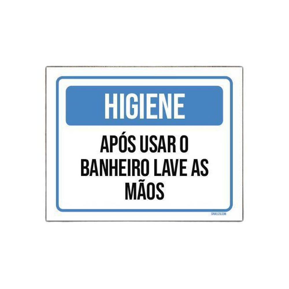 Placa Higiene Após Usar Banheiro Lave As Mãos 36X46