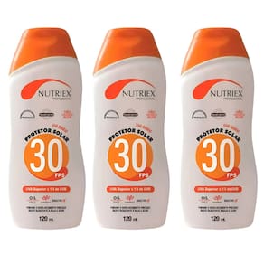 Kit Com 3 Unidades Protetor Solar FPS 30 120ML Bisnaga NUTRIEX
