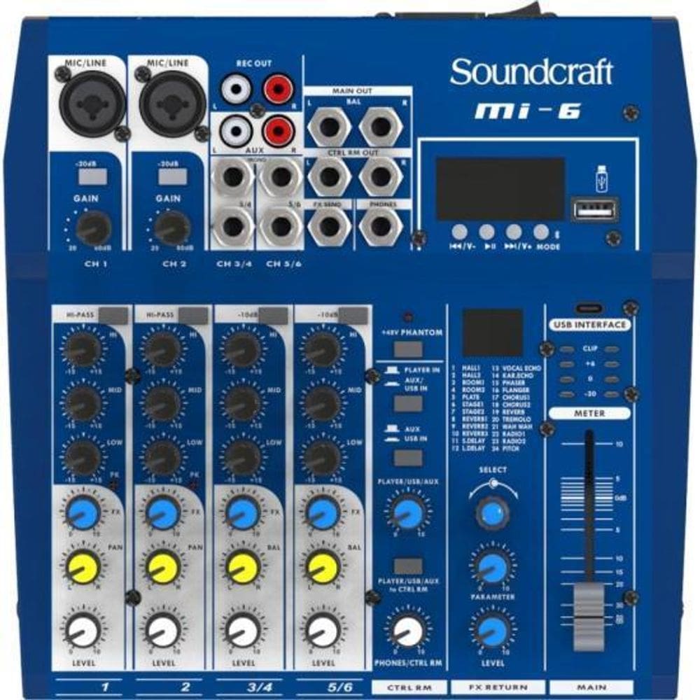 Mesa De Som Soundcraft Mi-6 06 Canais Usb