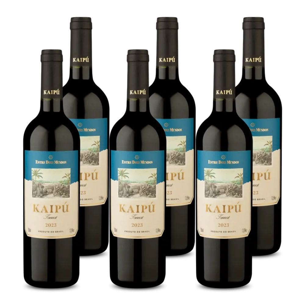 Kit 6 Vinhos Entre Dois Mundos Kaipú Tannat Tinto Brasil 750ml