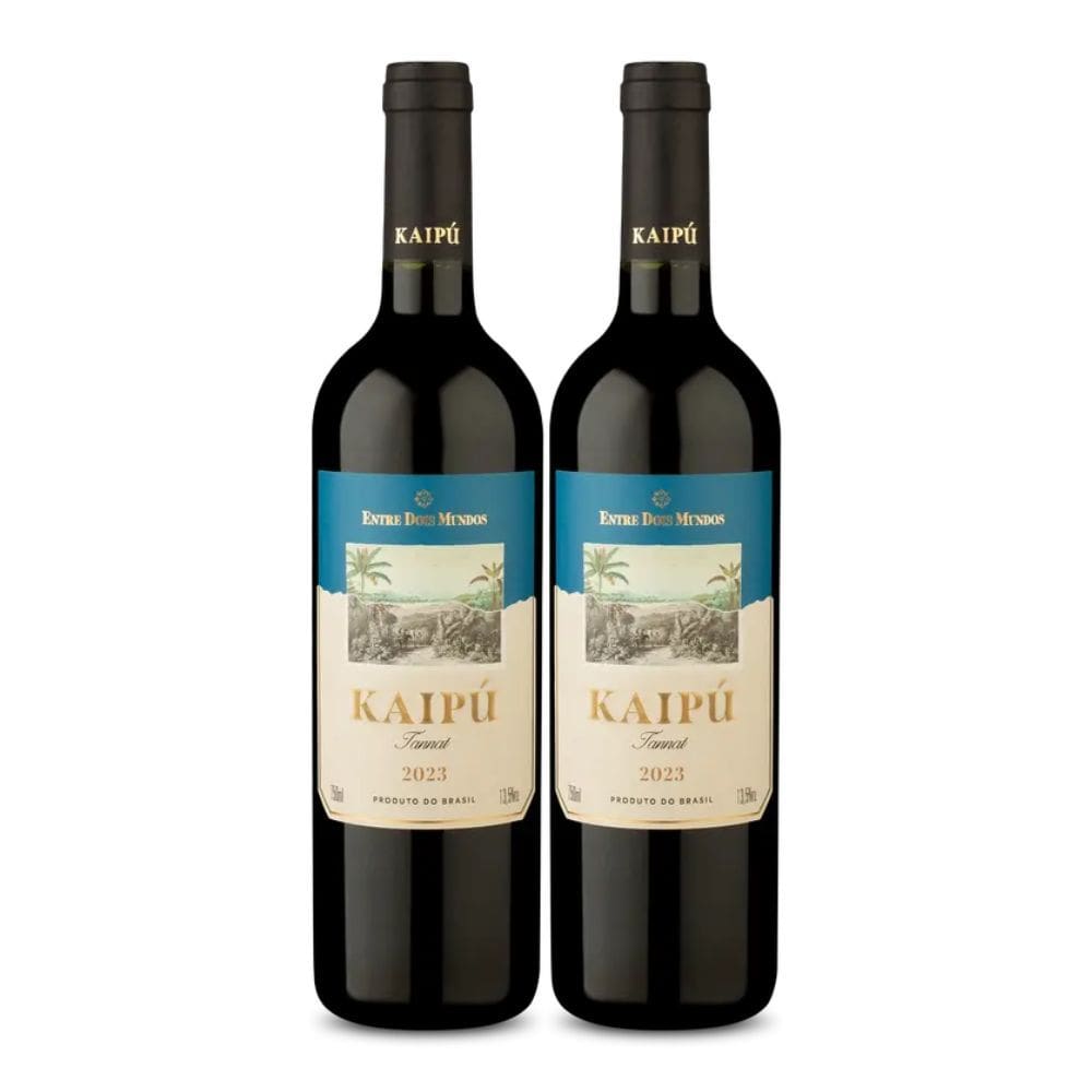 Kit 2 Vinhos Entre Dois Mundos Kaipú Tannat Tinto Brasil 750ml