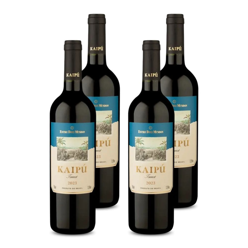 Kit 4 Vinhos Entre Dois Mundos Kaipú Tannat Tinto Brasil 750ml