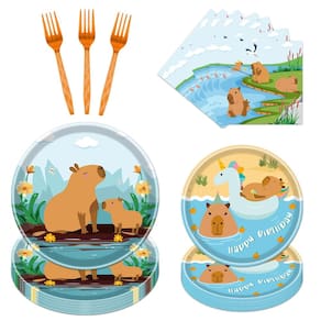 Conjunto de decorações de festa Rakuto Capybara Birthday Party 96 unidades