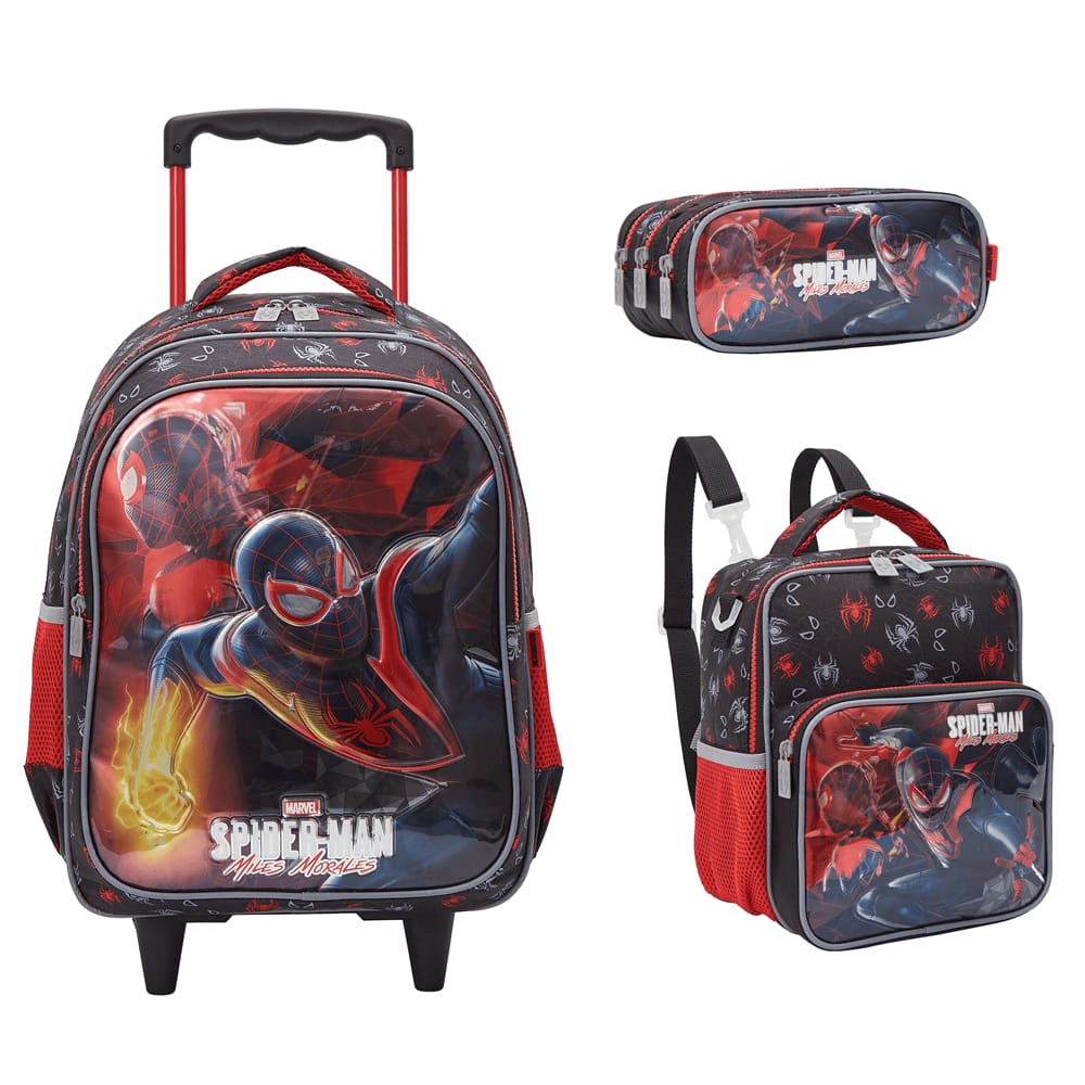 Kit Mochila Rodinha Homem Aranha Y1 Lancheira Estojo Escolar 13360