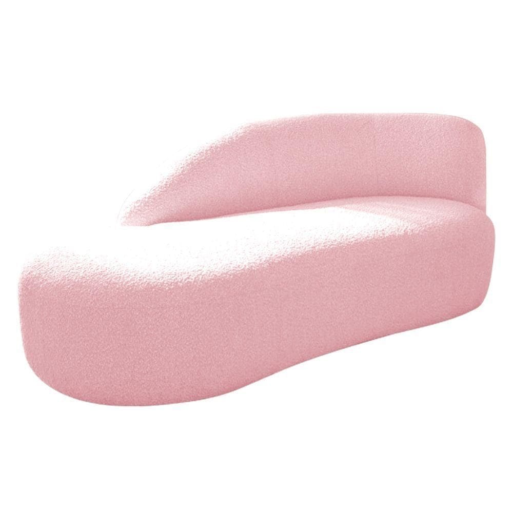 Divã Recamier Curvo Luna 140cm Lado Esquerdo Suede - Doce Sonho Móveis Rosa Bebê