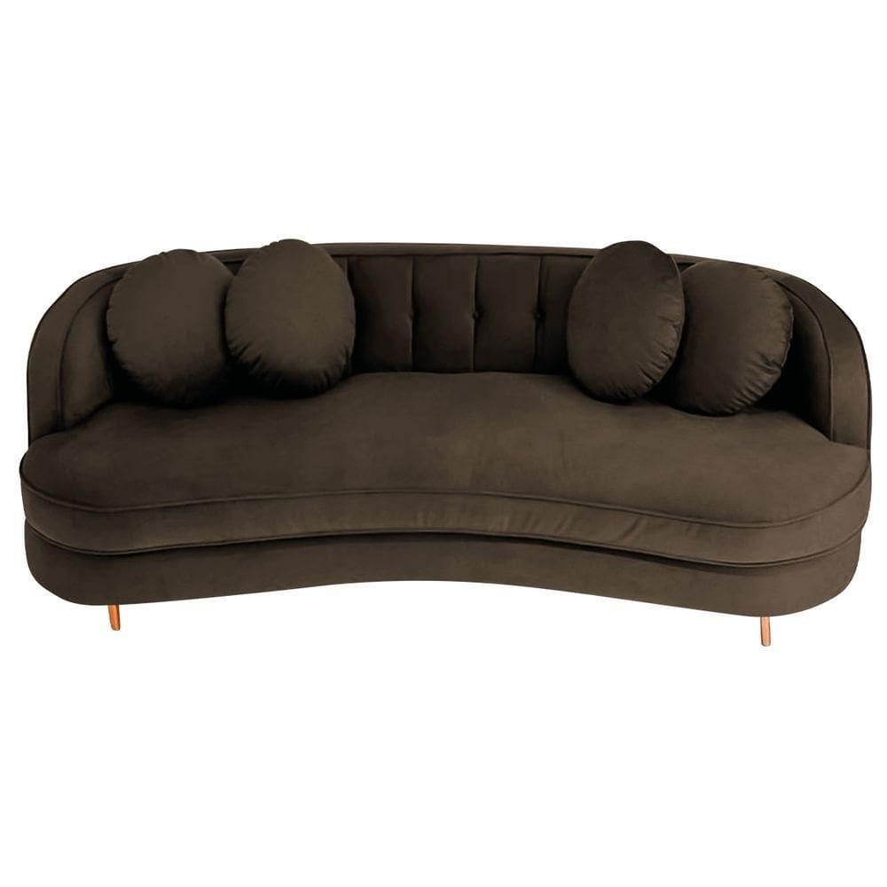 Sofá Curvo 2 Lugares Orgânico Luxo Panamá 140cm Suede Marrom