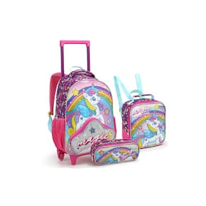 Conjunto Escolar Seanite: Mochila, Lancheira E Estojo Com Tema De Unicórnio Mágico