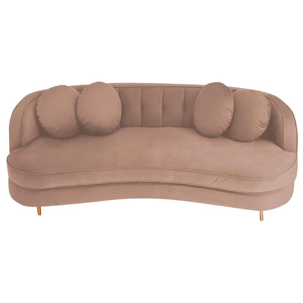 Sofá Curvo 2 Lugares Orgânico Luxo Panamá 140cm Suede Rosê
