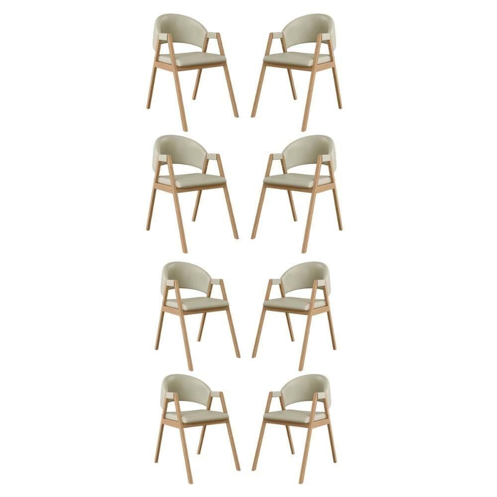Kit 08 Cadeiras Suellen Decorativa Para Mesa Jantar Courino Bege