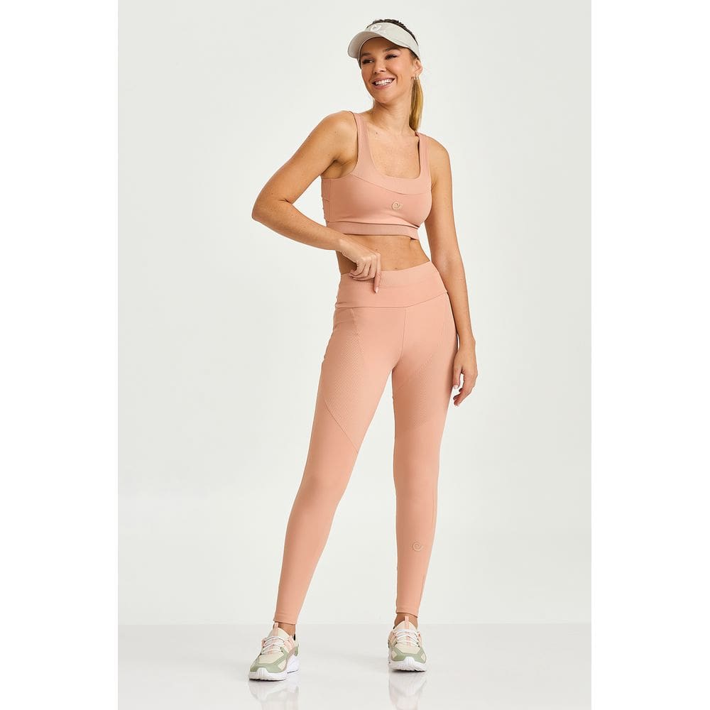 Conjunto Cajubrasil Top Nakay Rosa + Legging Canelado Tam G