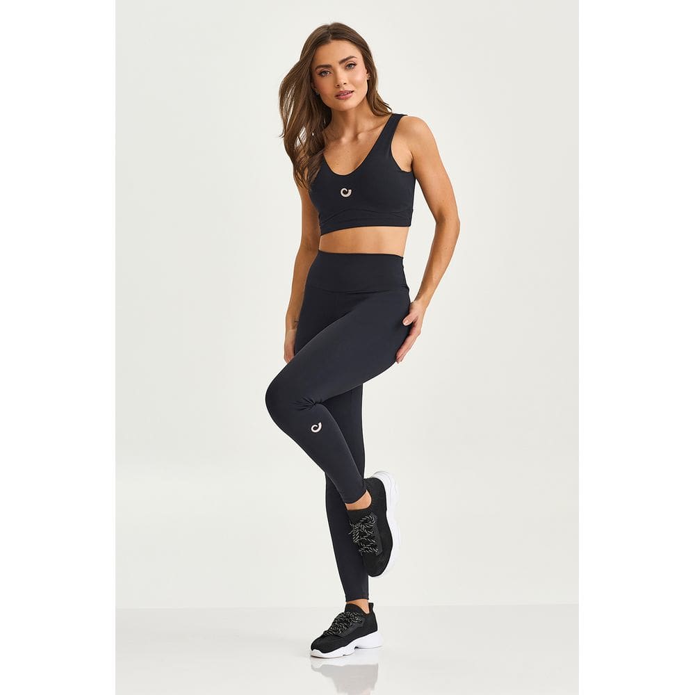 Conjunto Cajubrasil Top Nakay Logo Preto + Legging Logo Tam P