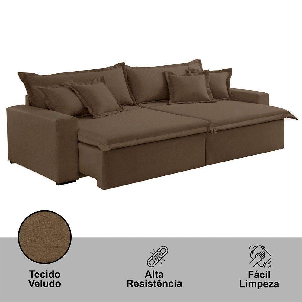 Sofá Montreal Veludo 2 Módulos De 90cm B25cm Meu Sofá Online B016 Veludo Marrom