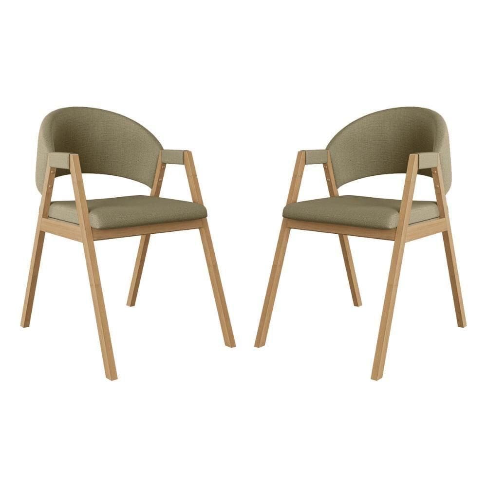 Kit 02 Cadeiras Suellen Decorativa Para Mesa Jantar Linho Bege