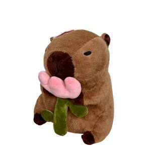 Pelúcia de pelúcia fofa de capivara Arkdorz com rosa de 33 cm