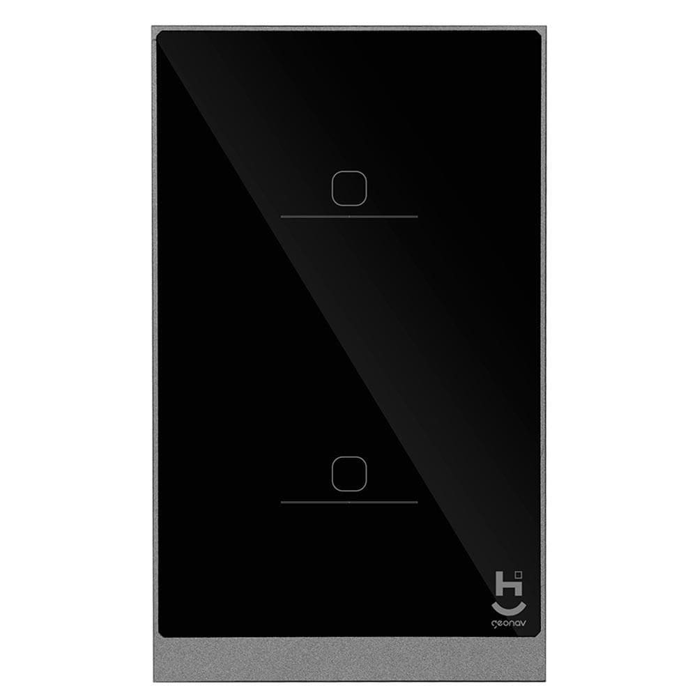 Interruptor Inteligente 2 Teclas Conexão Zigbee Compatível com Assistente de voz, IOS e Android Preto - Geonav