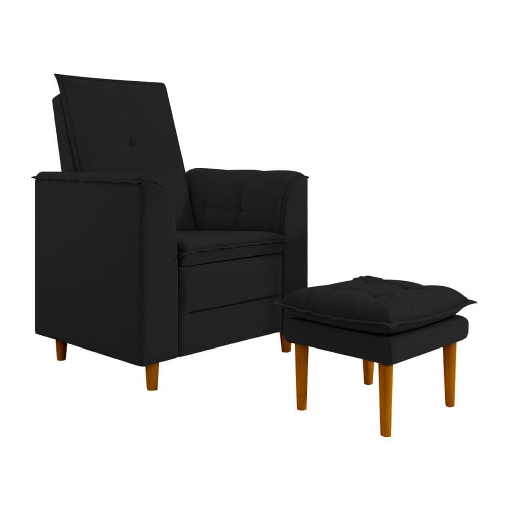 Poltrona Amamentação Confortável Com Puff Ivy Suede