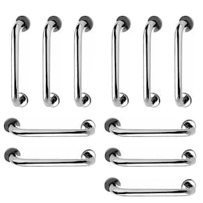 Barra de Apoio Aço Inox 40cm Kit 11 Unidades Corrimao Idoso Cadeirante Banheiro Box Deficiente Acessibilidade Segurança Suporte