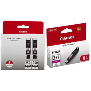 Cartuchos de tinta Canon PGI-250XL Black Twin Pack e CLI-251XL