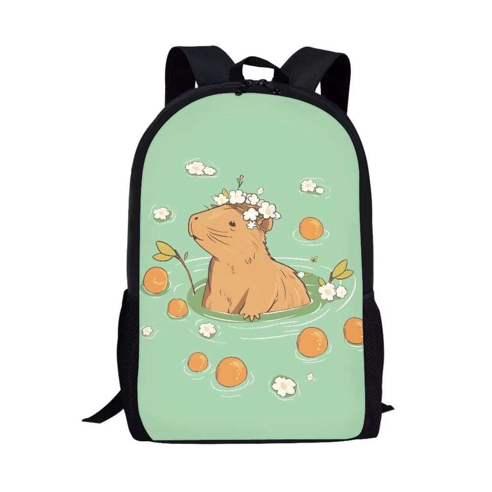 Mochila COEQINE Capybara para meninas de 5 a 19 anos de poliéster verde