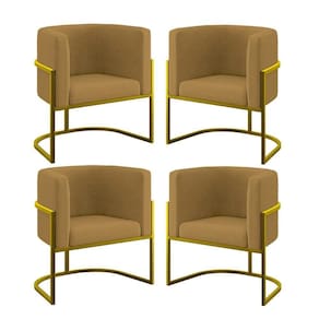 Kit 04 Poltronas Lua Sala Decorativa Base De Ferro Gold Capuccino