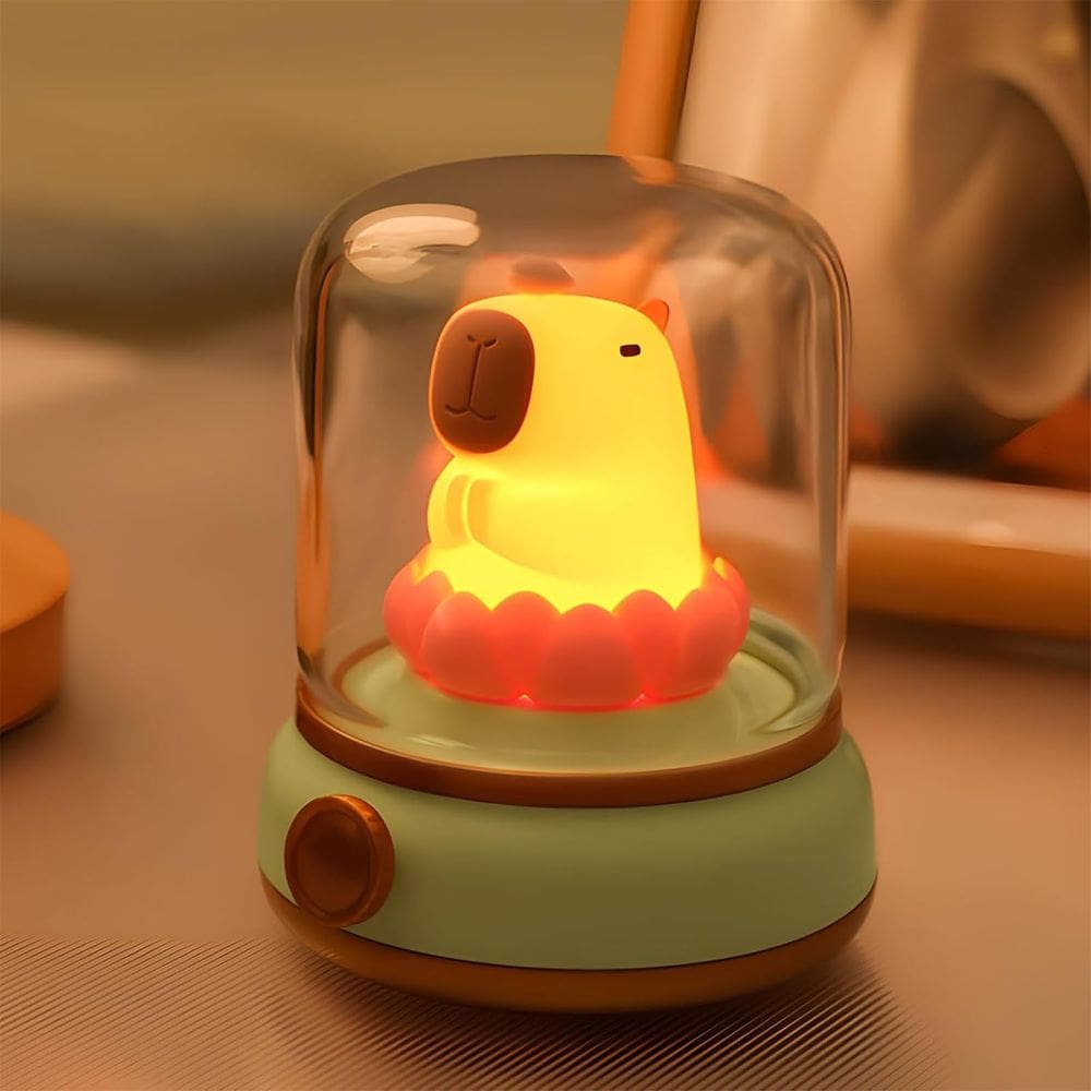 Lâmpada de querosene de capivara fofa Night Light Sewinde verde