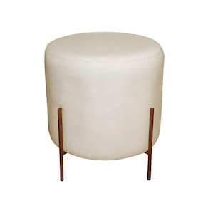 Puff Redondo Decorativo Base Pés De Ferro Luma Bege Base Pés bronze