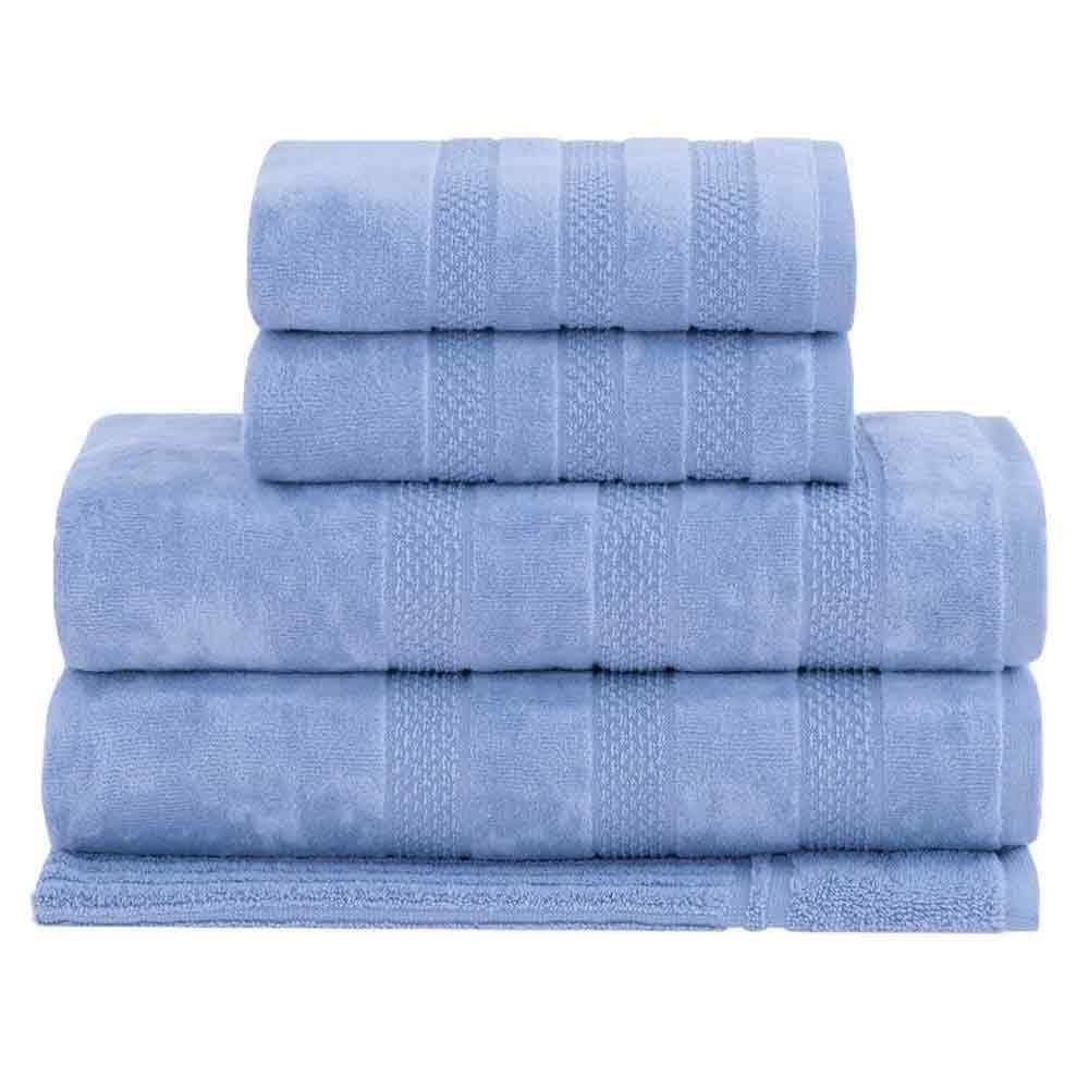 Jogo de Toalhas Hannah Intense Air de Banho com 05 Peças Branco e Azul - Buddemeyer