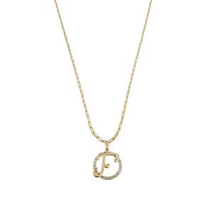 Colar Corrente 60 Cm Feminina Pingente Letra F Banhado Ouro