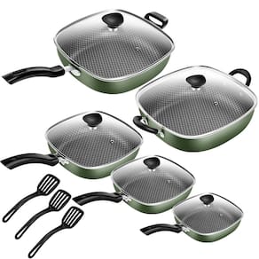 Conjunto Frigideiras Antiaderente Quadrada Tampa De Vidro 5 Peças Patolux