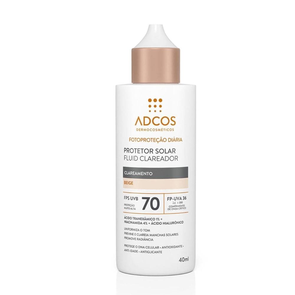 Adcos Protetor Solar Clareador Fps 70 - 40Ml Beige Fluido