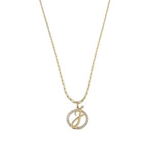 Colar Corrente 45 Cm Feminina Pingente Letra J Banhado Ouro