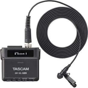 Gravador Tascam Dr-10L Pro Portátil Microfone Lavalier Preto