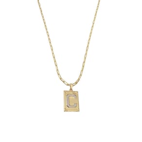 Cordão 45Cm Masculino Feminino Pingente Letra C Banhado Ouro